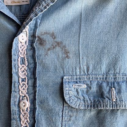 Vintage embroidered denim button up