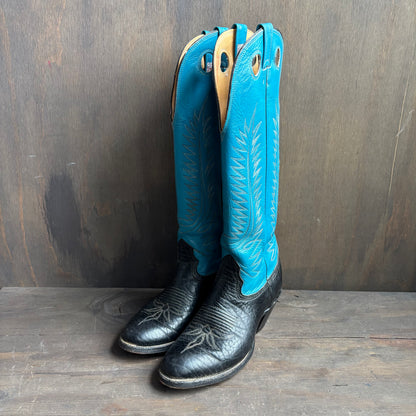 Nocona Tall Teal Two-Tone Boots