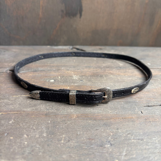 Black Leather Hat Band with Conchos