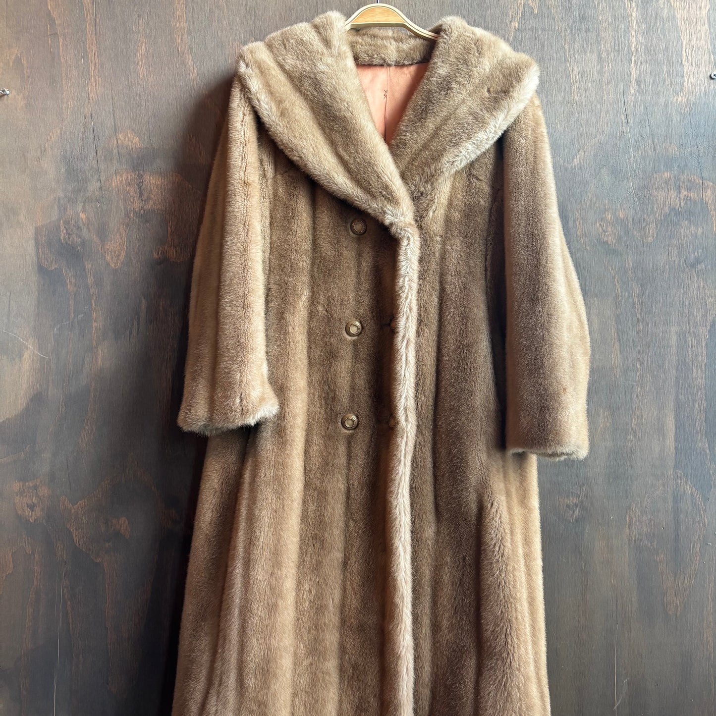 Vintage Beige Faux Fur Coat