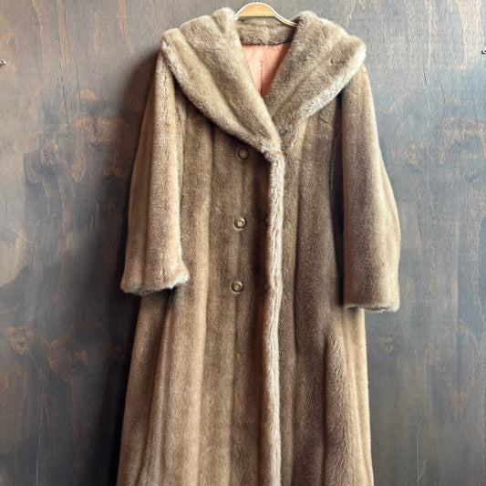 Vintage Beige Faux Fur Coat