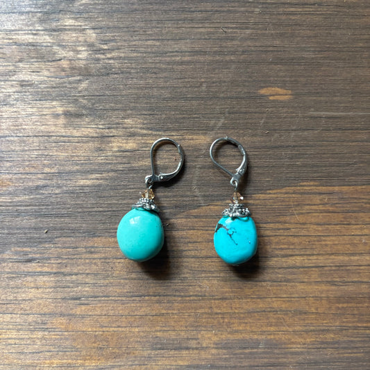 Faux Turquoise Teardrop Earrings
