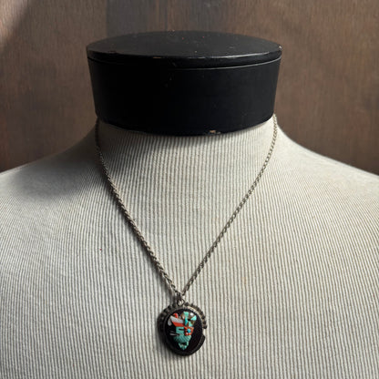 Sterling Turquoise and Coral Chip Necklace