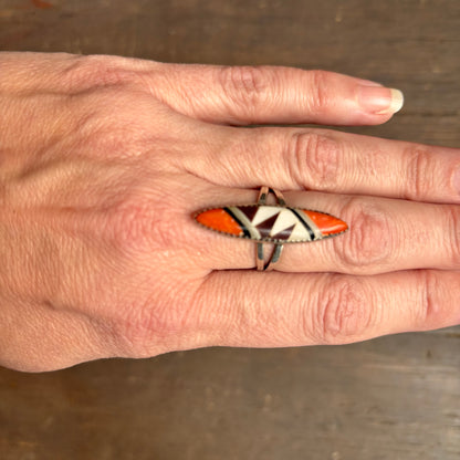 Vintage Sterling Silver Elongated Stone Ring
