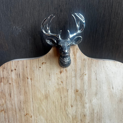 Wooden Cheese Board with Metal Deer Head