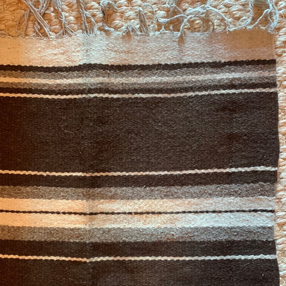 Brown, cream & grey striped woven rug