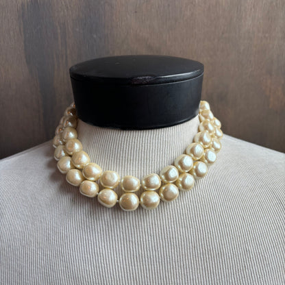 Chunky Double Strand Faux Pearl Necklace