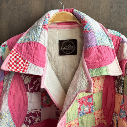Vintage Pink Patchwork Quilt Jacket