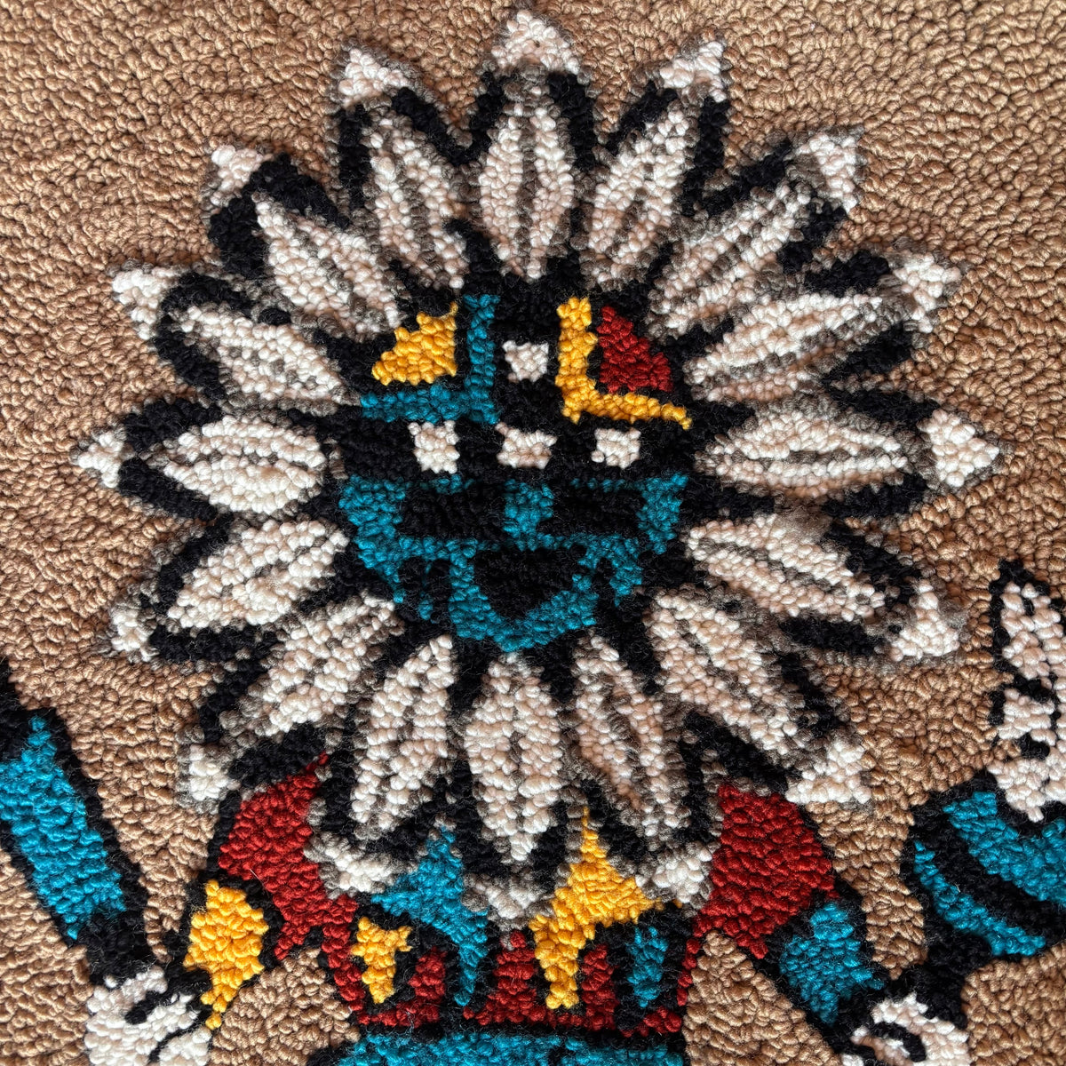 Vintage Latch Hook Kachina Wall Hanging