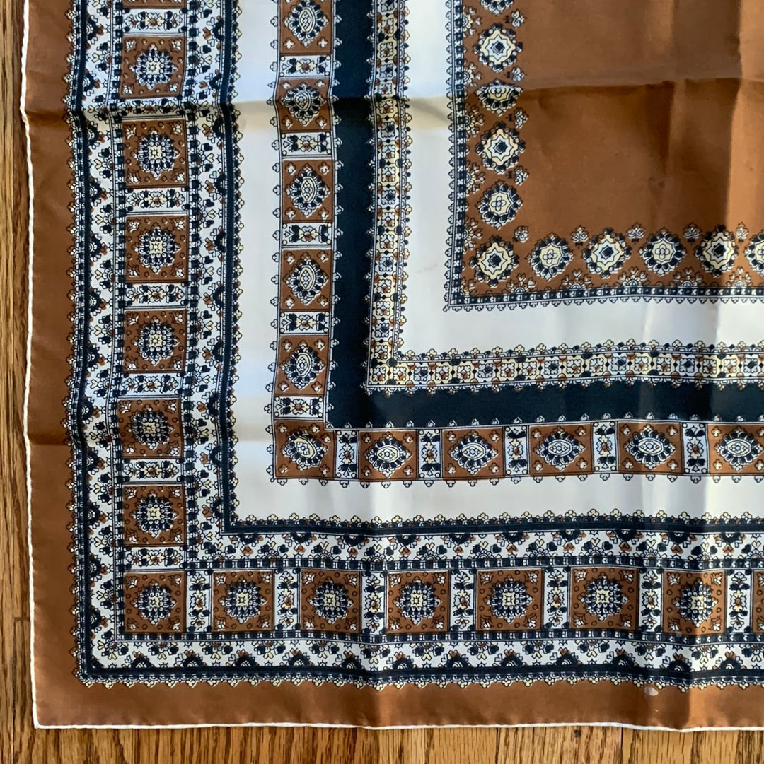 Vintage Echo brown, black & cream silk scarf