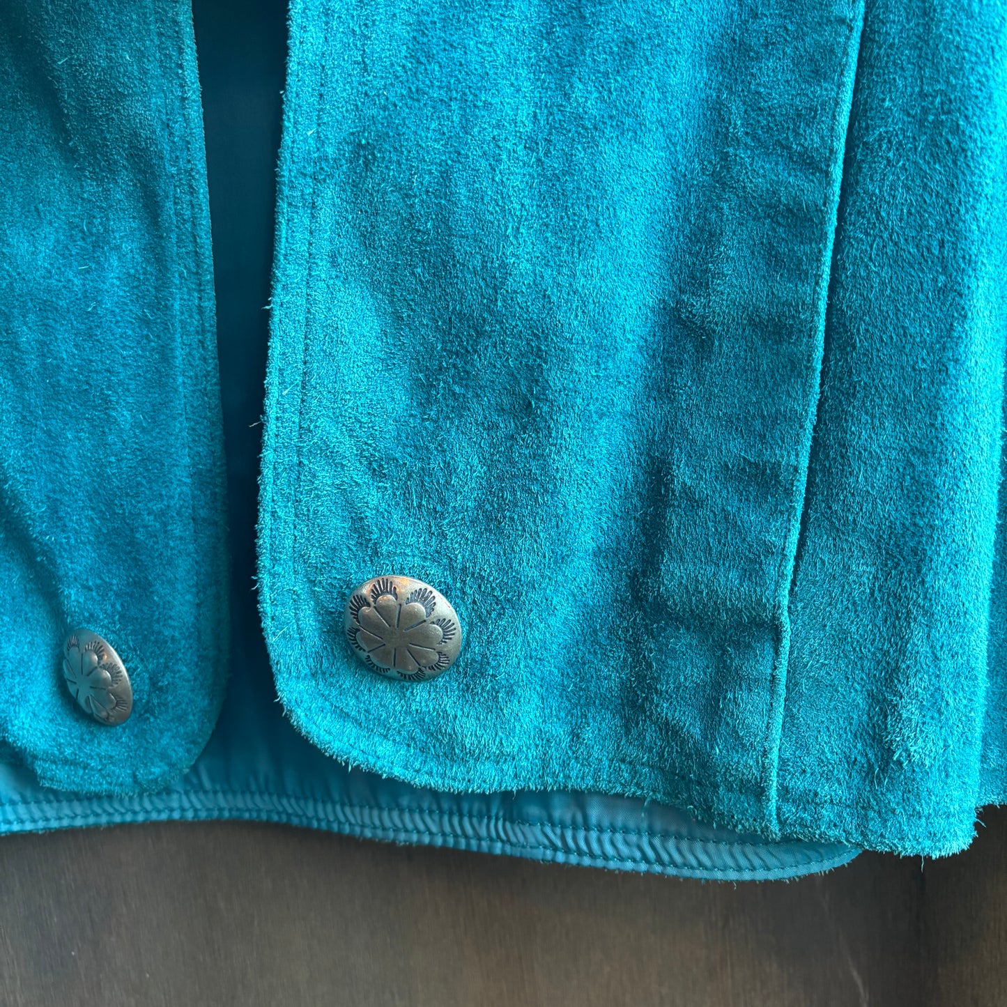 Vintage Teal Suede Cropped Jacket
