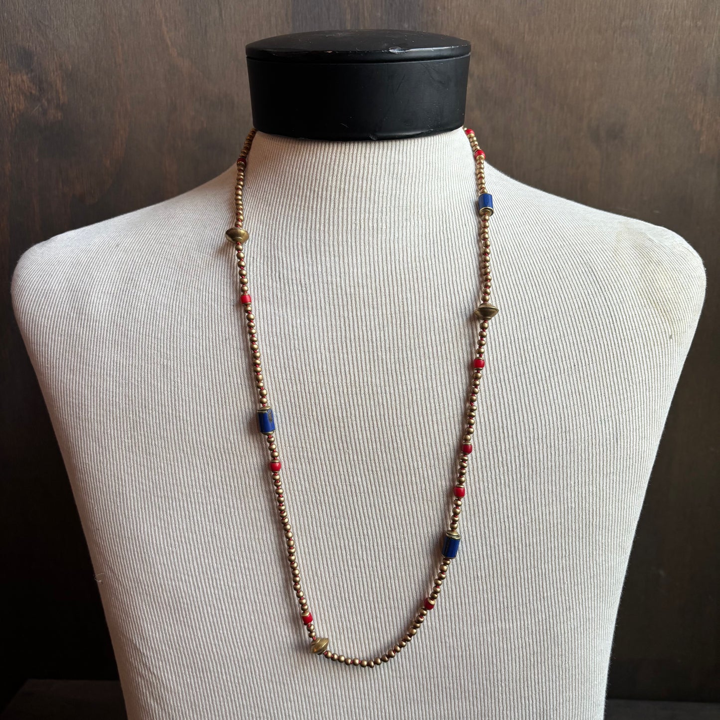 Ostrich Moon Coral and Lapis Necklace