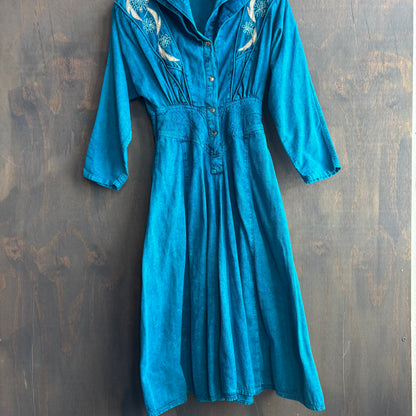 Vintage Teal Acid Wash Dress