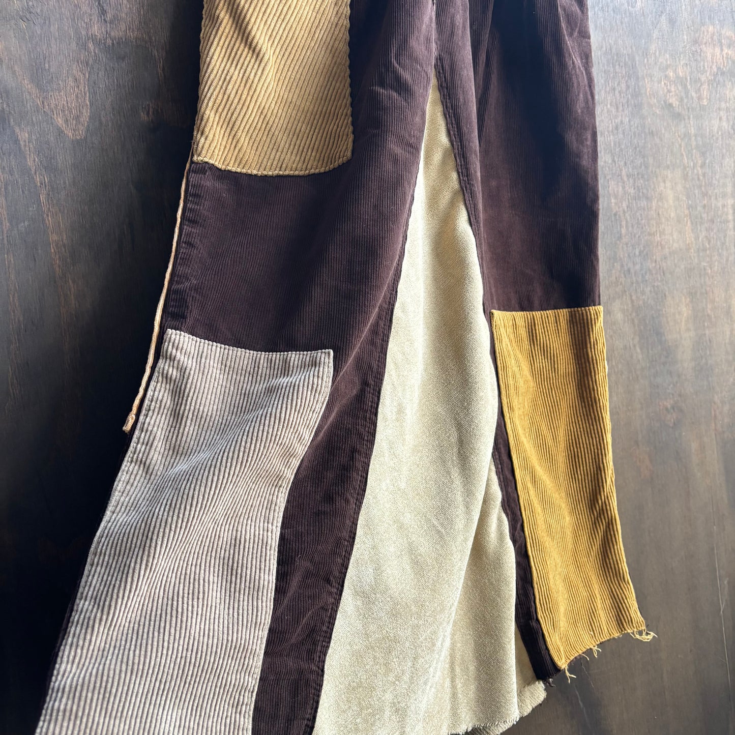 Patchwork Corduroy Maxi Skirt