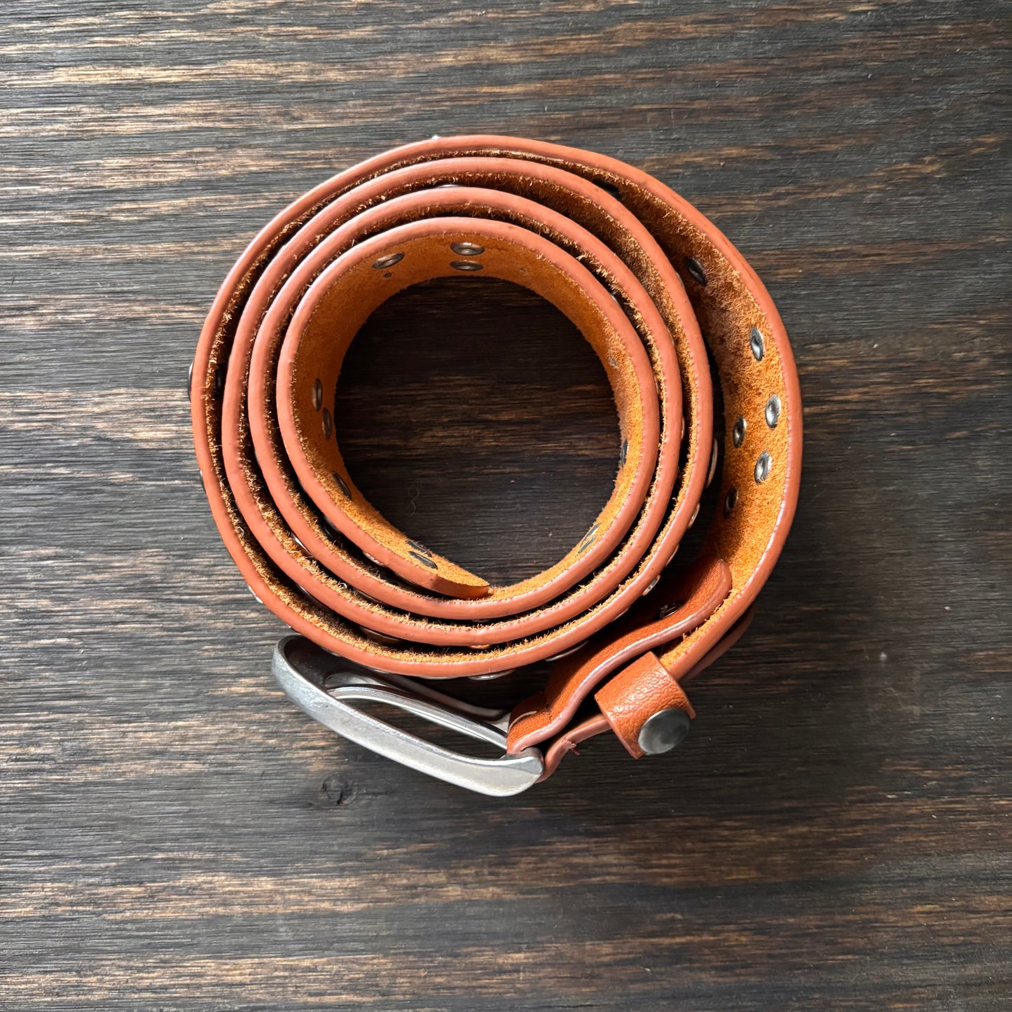 Brown Leather Studded Belt