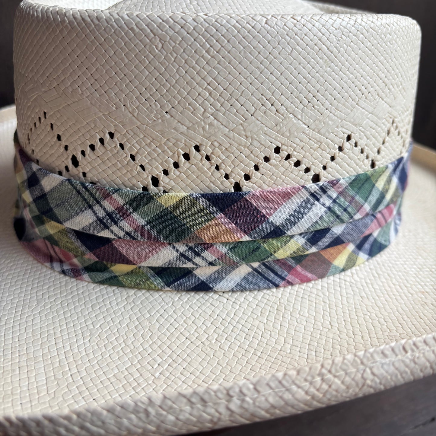 Stetson Straw Hat with Plaid Band