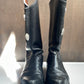 Vintage Tony Lama Black Leather Boots with Silver Decorative Buttons
