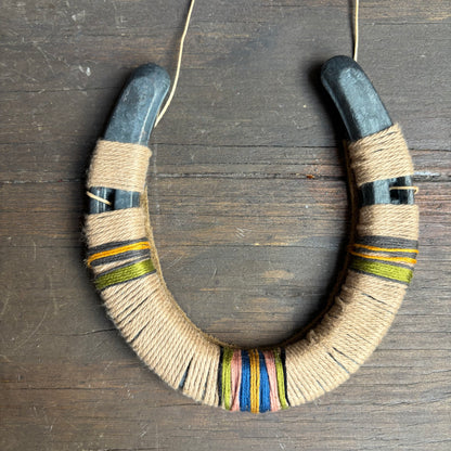Beige Thread Wrapped Hanging Horseshoe