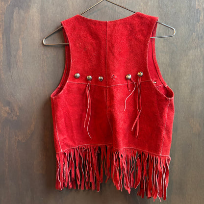 Red Suede Kids Vest