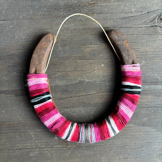 Pink Thread Wrapped Hanging Horseshoe