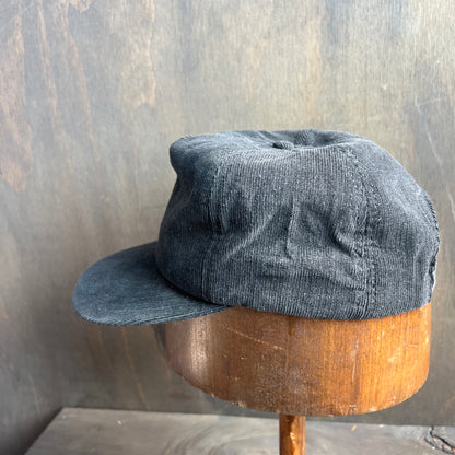 Black Corduroy Flat Brim Cap