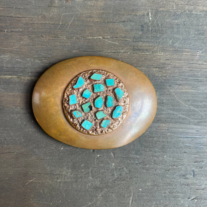 Copper and Turquoise Vintage Belt Buckle