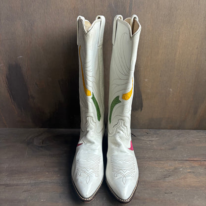 Dan Post White Boots with Reptile Cutouts