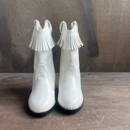 Western Plains White Fringe Kid’s Boots