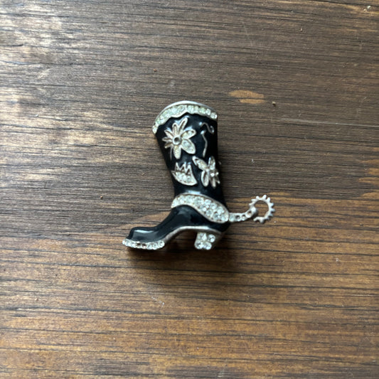 Black Cowboy Boot Pin