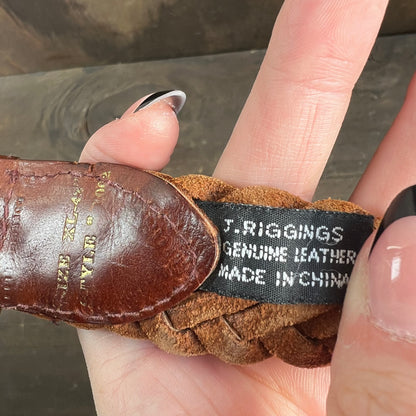 Brown Braided Belt with Solid Brass Buckle