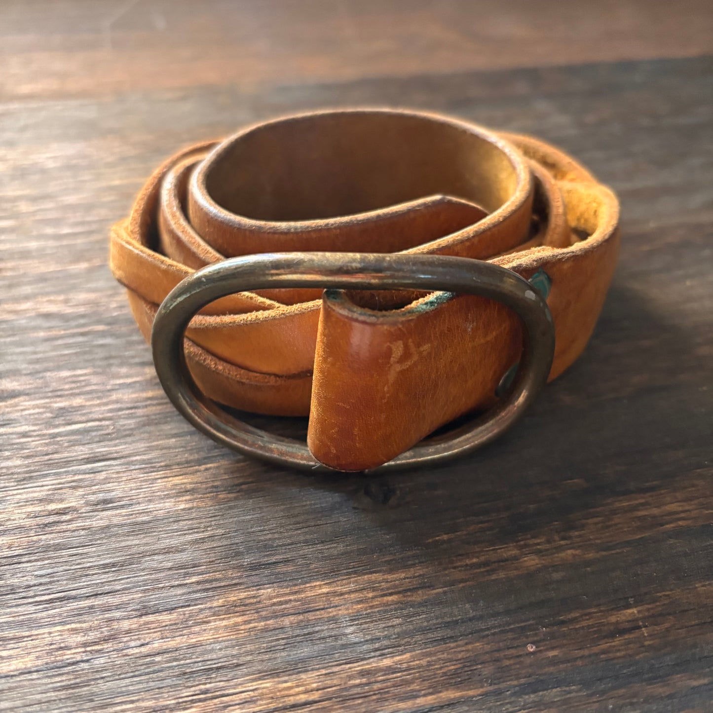 Vintage Tan Braided Leather Belt