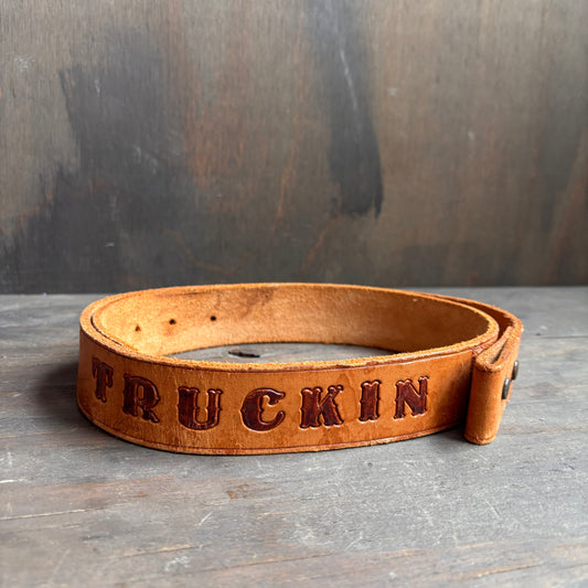 Vintage Tooled Leather "Truckin'" Belt