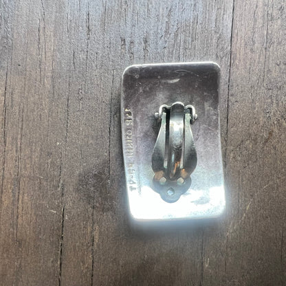 Sterling Silver Carved Clip On Earrings
