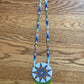 Beaded multi-color medallion necklace with fringe