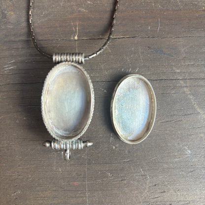 Sterling Silver Turquoise Pill Box Necklace