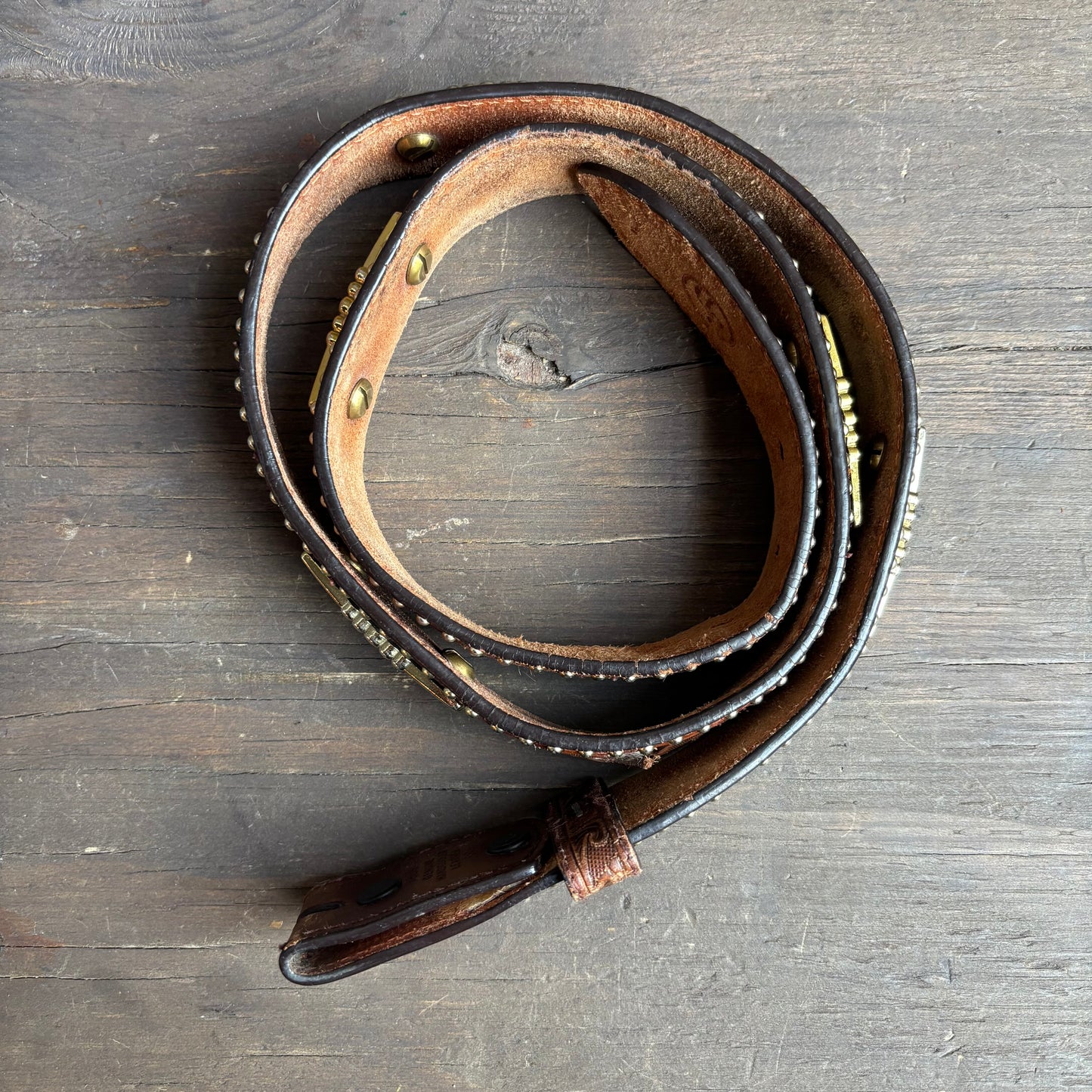 Tooled Leather Embellished Belt