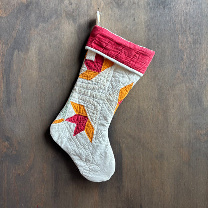 Vintage Red and Orange Quilt Stocking