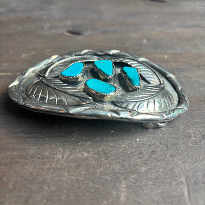 Silver Turquoise Stone Belt Buckle