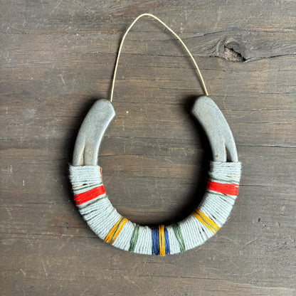 Grey Thread Wrapped Hanging Horseshoe