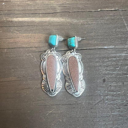 Sterling Silver and Faux Turquoise Dangle Earrings