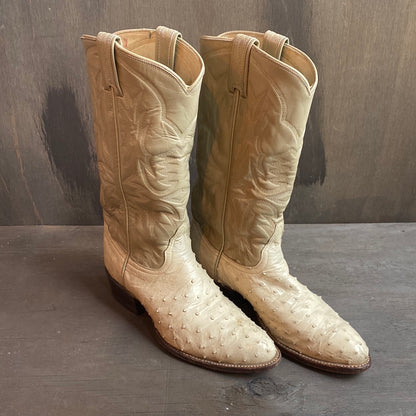 Tony Lama White Ostrich Western Boots