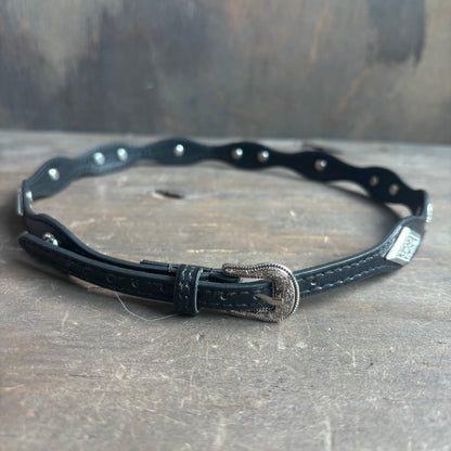 Black Leather Concho Hat Band