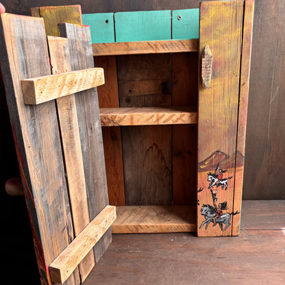 Vintage Wood Hand Painted Medicine Cabinet