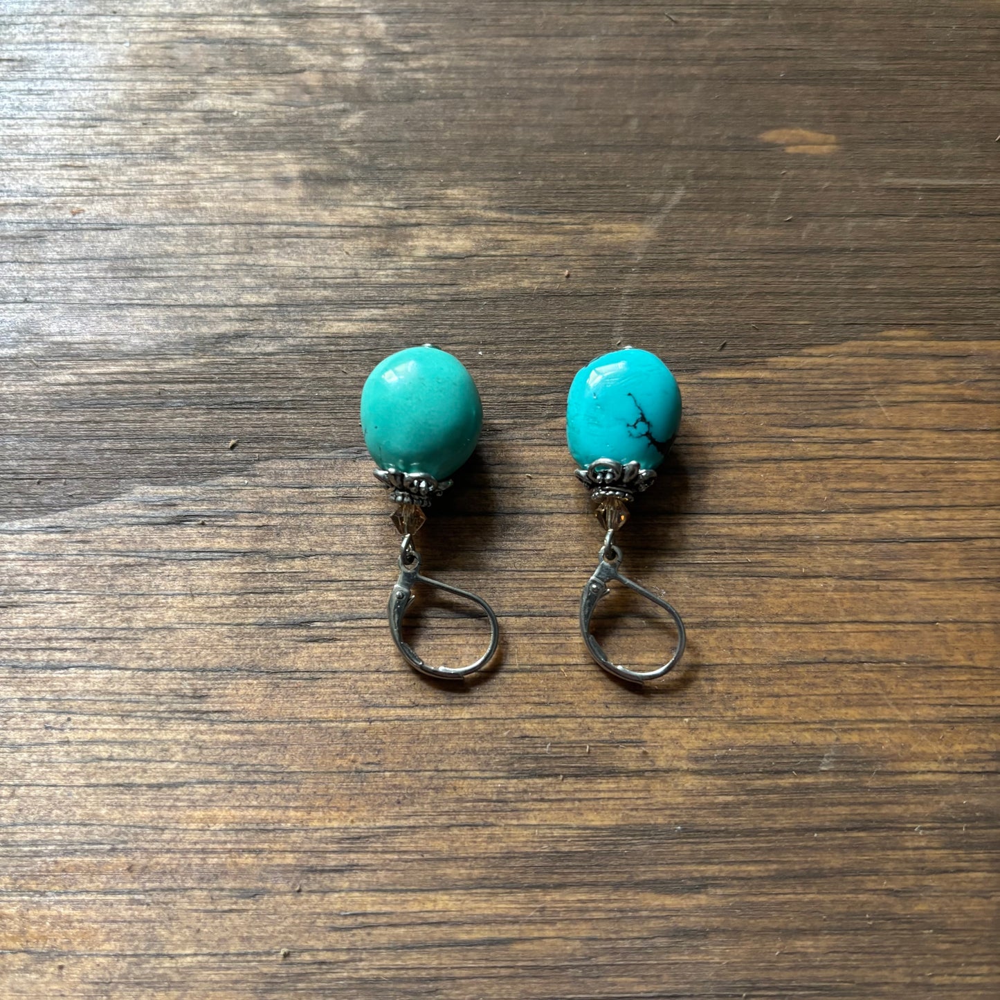 Faux Turquoise Teardrop Earrings