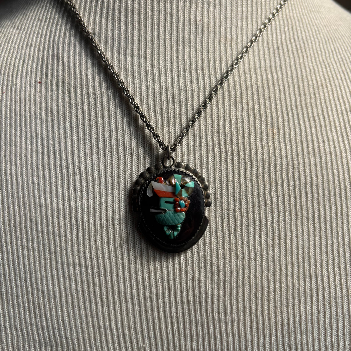 Sterling Turquoise and Coral Chip Necklace