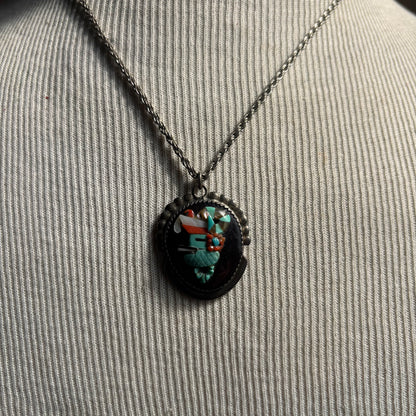 Sterling Turquoise and Coral Chip Necklace