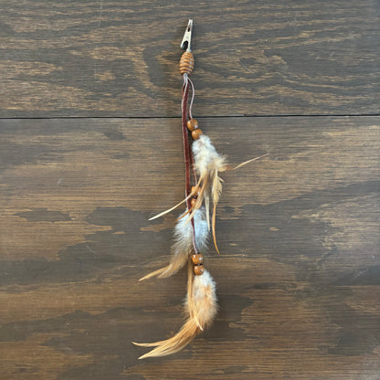 Feather and Wood Bead Clip