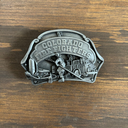 Pewter Colorado Fire Fighters Belt Buckle