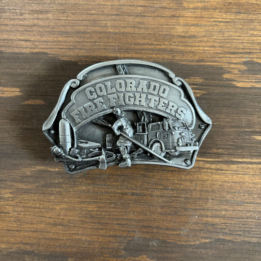 Pewter Colorado Fire Fighters Belt Buckle
