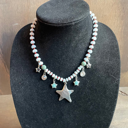 Ostrich moon charm necklace